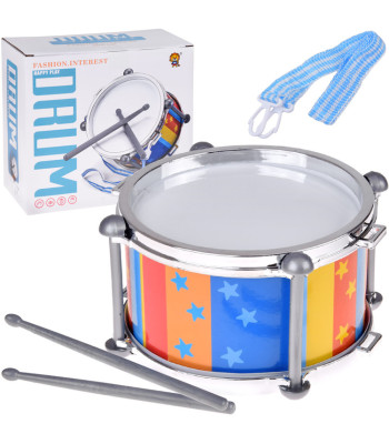 Spalvingas būgnelis su lazdelėmis ir dirželiu