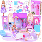 Sulankstomas lėlių namas su baldais ir lėle Anlily