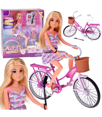 Anlily Lėlė Turistė su Dviračiu, Telefonu ir Judančiu Selfie Stick