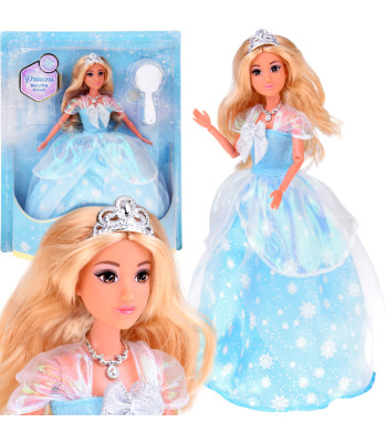 Anlily Sniego Karalienės Lėlė mėlynoje suknelėje su snaigėmis