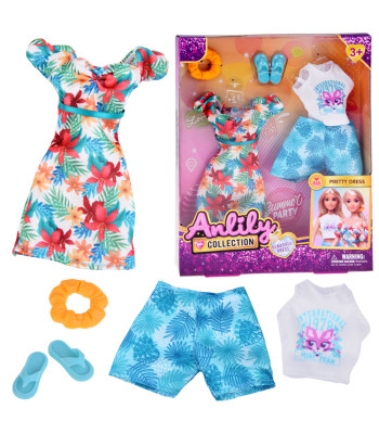 Lėlės drabužių komplektas vasaros stiliui