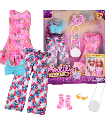 Lėlės drabužėlių rinkinys vasaros stilius suknelė priedai ZA5707