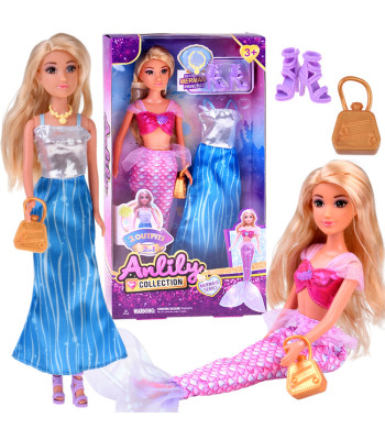Anlily lėlė 2 viename Undinėlė Princesė + priedai