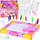 Kūrybinis piešimo rinkinys AIRBRUSH - pompa, flomasteriai ir trafaretai