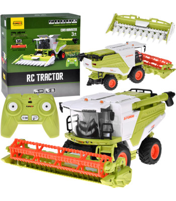 Didelis nuotoliniu būdu valdomas kombainas grūdams ir kukurūzams su dūmų, šviesų ir garso funkcijomis RC0716