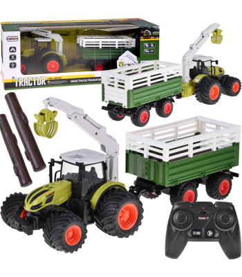 Nuotoliniu būdu valdomas traktorius su priekaba ir rąstų griebtuvu RC0719