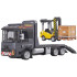 Konstruktoriaus kaladėlės transporto priemonės 1:42 - sunkvežimis su priekaba ir šakinis krautuvas