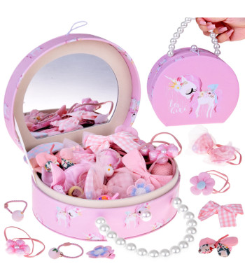 Žavinga Dėžutė Papuošalams iš Eko Odos su Veidrodžiu ir Plaukų Papuošalais