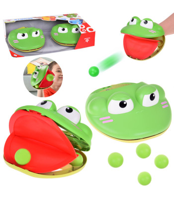 Žaislų rinkinys - sportinis žaidimas su varlės formos šaudyklėmis ir 4 kamuoliukais