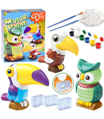 Kūrybinis rinkinys „Pasidaryk pats“ - Formuok ir dažyk spalvingus Džiunglių paukščius