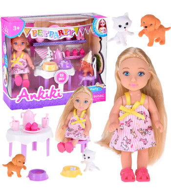 Ankiki gimtadienio lėlė PET PARTY - 32 dalių gyvūnėlių šventė