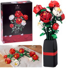 Konstrukciniai blokai Gėlių puokštė su vazone - Rožių puokštė (818 elementų)