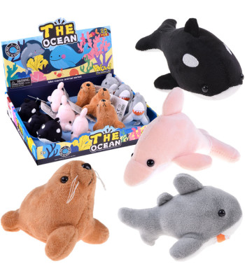 Pliušiniai Jūros Gyvūnai su Švilpuku - Ruonis, Delfinas, Orka, Ryklys
