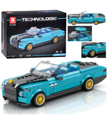 Techninės kaladėlės - mėlynas kabrioletas retro