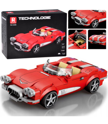 Techninės kaladėlės - Klasikinis Raudonas Retro Kabrioletas