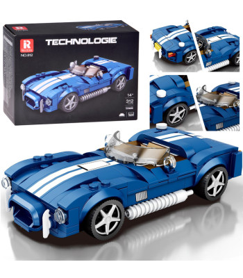 Techninės kaladėlės sportinis automobilis – mėlynas klasikinis rodsteris 312 vnt.