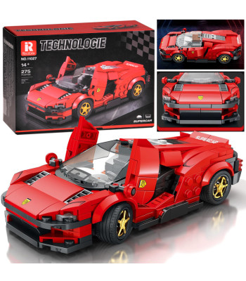 Techninės kaladėlės – Futuristinis raudonas automobilis su pakeliamomis durimis