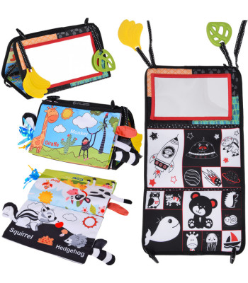 Sensorinis žaislas su veidrodžiu ir kontrastine knygele