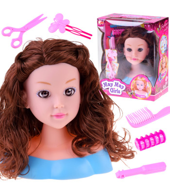 Lėlės galva šukuosenoms su aksesuarais