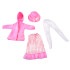 Rožinis lėlių drabužėlių rinkinys 36-40 cm Suknelė Paltas Skrybėlė ZA5839