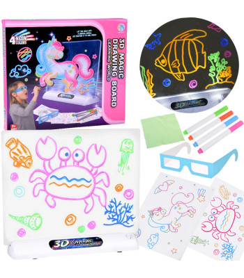 3D piešimo lenta su LED apšvietimu, rašikliais ir akiniais TA0115