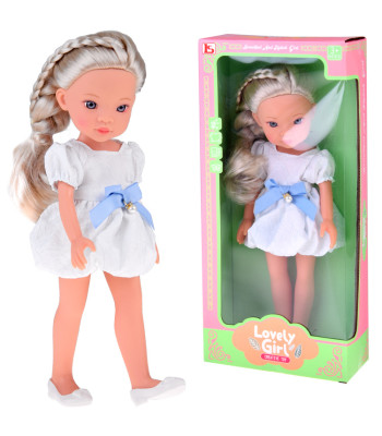 Lovely Girl Lėlė su šviesiais plaukais baltoje suknelėje