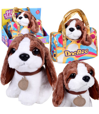 Žavingas Pliušinis Šuniukas Krepšyje Vaikams