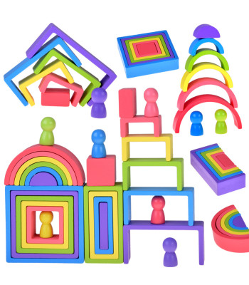 Medinė Montessori dėlionė - įvairių formų elementai ZA5859