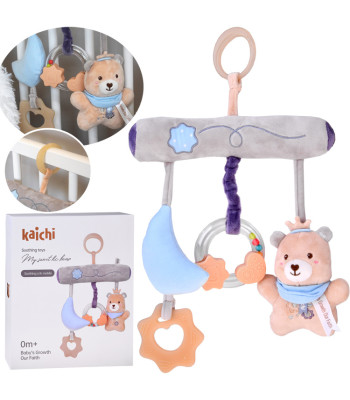 Pakabukas lovytei su meškiuku, kramtuku ir barškučiu