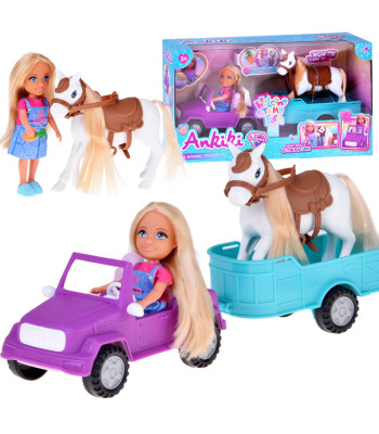 Ankiki Lėlės Rinkinys Su Kumele, Automobiliu ir Priekaba ZA5881