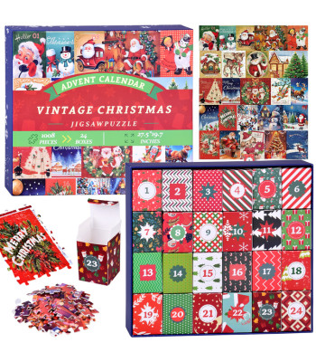 Advento kalendorius PUZZLE - 24 Kalėdų dėlionės VINTAGE stiliuje ZA5885