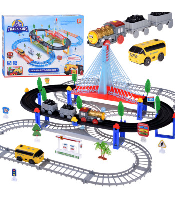 Elektrinis Traukinys 2-in-1 Lokomotyva su Vagonais + Bėgiai ir Autobusas ZA5886