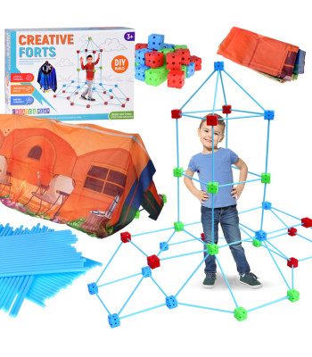 Didelis konstrukcinių šiaudelių rinkinys – kūrybiniai blokai statymui, 89 vnt