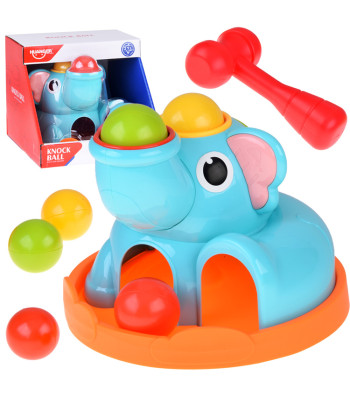 Žaislas edukacinis dramblys su kaladėlėmis ir plaktuku