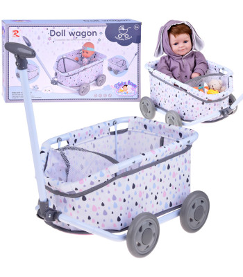 Vežimėlis su rankena lėlių meškiukams - Mielas vagonėlis
