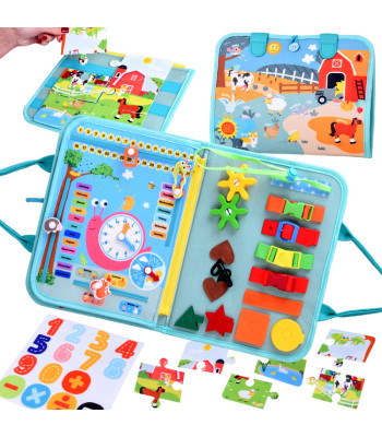 Montessori manipuliacinė knygelė - 28 sensoriniai veiklos užsiėmimai