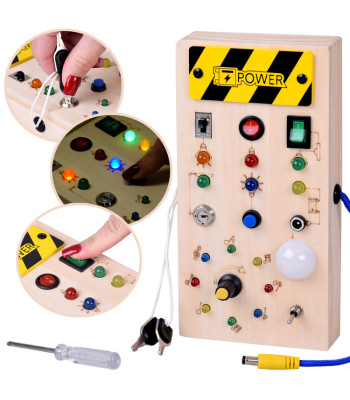 Medinė Montessori manipuliacinė lenta su LED šviesomis