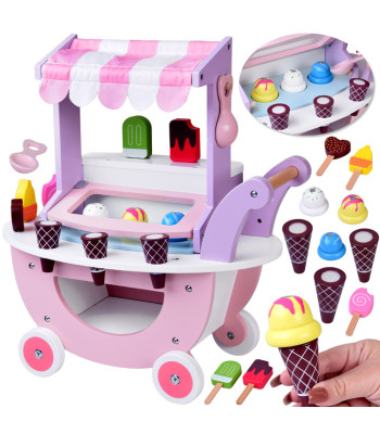 Medinė ledainė ant ratukų + 8 skirtingi ledai ZA5946