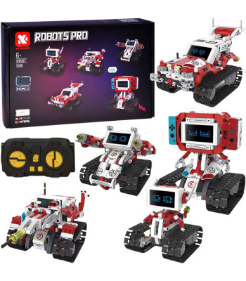 Techniniai Kaladėlės Robots Pro 5in1 Rinkinys su Nuotolinio Valdymo Pultu ir LED Ekranu