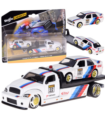 Maisto licencijuoti metaliniai automobiliai 1:64 Flatbed ir BMW M3 1988
