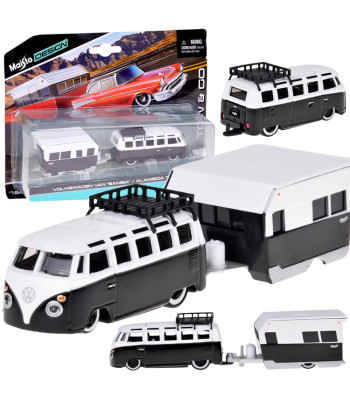 Maisto licencijuotas automobilis Volkswagen VAN Samba su priekaba 1:64