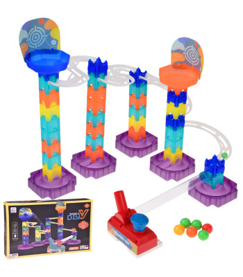 Spalvotas kamuoliukų trasa Marble Run DIY su paleidikliu 58 dalių