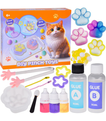 Kūrybinis rinkinys: Pasigamink pats – Katės pėdutės gleivės – 3D raktų pakabukai