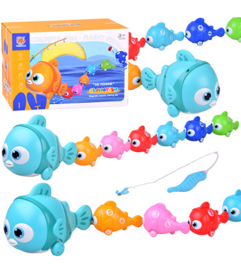 Interaktyvus žaislų rinkinys - žuvų šeima su meškere ir magnetiniu žvejybos žaidimu