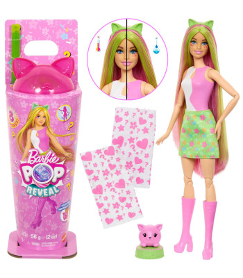 Barbie Pop Reveal – Lėlė Shake su Katinu ir Aksesuarais