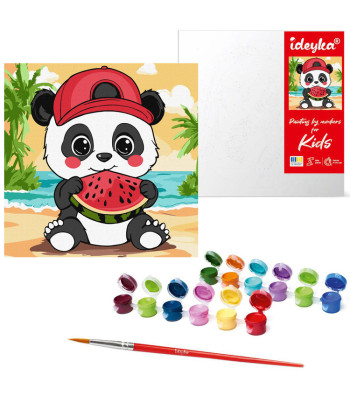 Tapyba pagal numerius vaikams 25x25cm Vasaros panda su arbūzu