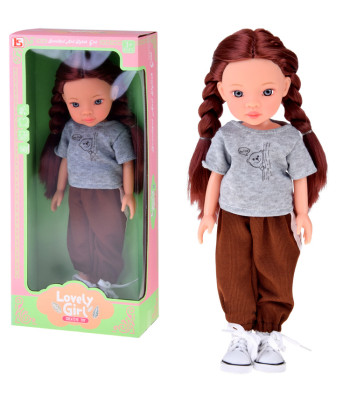 Lovely Girl lėlė su ilgais šatenų plaukais sportiniame kostiume 33 cm