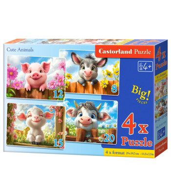 Puzzle 4 viename Mieli Gyvūnai B-041084