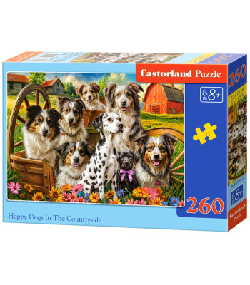 Dėlionė 260 dalių - Laimingi šunys kaime