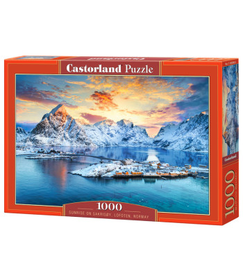 Puzzle 1000 vienetų – Saulėtekis Sakrisoy, Lofotenai, Norvegija C-105366-2